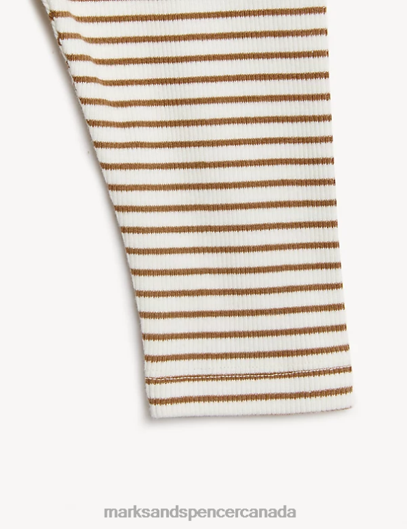 Baby Mocha Mix Clothing Marks & Spencer Cotton Rich Striped Leggings 20VTD7488 - Marks and Spencer outlet