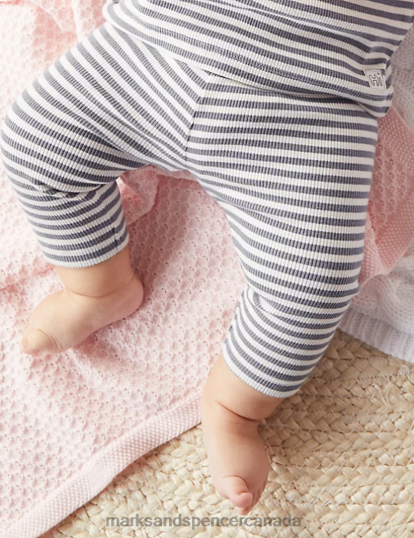 Marks and Spencer near me - Baby Multi Clothing Marks & Spencer Cotton Rich Striped Ribbed Leggings 20VTD7513