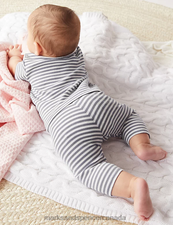 Marks and Spencer near me - Baby Multi Clothing Marks & Spencer Cotton Rich Striped Ribbed Leggings 20VTD7513