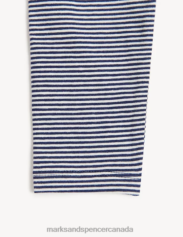 Marks and Spencer Canada - Baby Navy Mix Clothing Marks & Spencer Cotton Rich Striped Leggings 20VTD7507