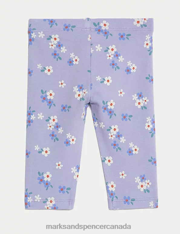 Baby Purple Mix Clothing Marks & Spencer Cotton Rich Floral Leggings 20VTD7736 - Marks and Spencer Canada locations