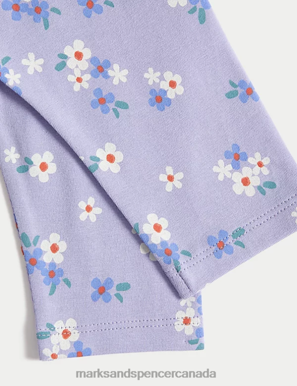 Baby Purple Mix Clothing Marks & Spencer Cotton Rich Floral Leggings 20VTD7736 - Marks and Spencer Canada locations