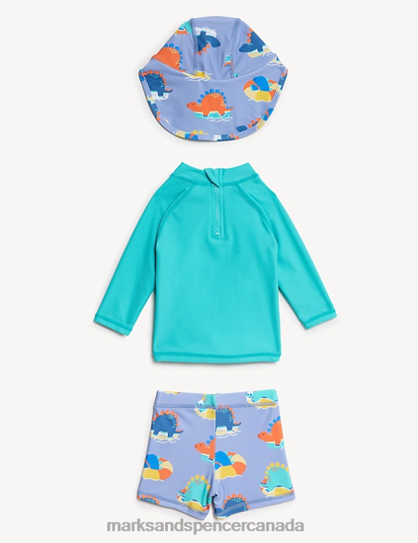 Baby Aqua Mix Clothing Marks & Spencer 3pc Dinosaur Swim Outfit 20VTD7583 - Marks and Spencer online