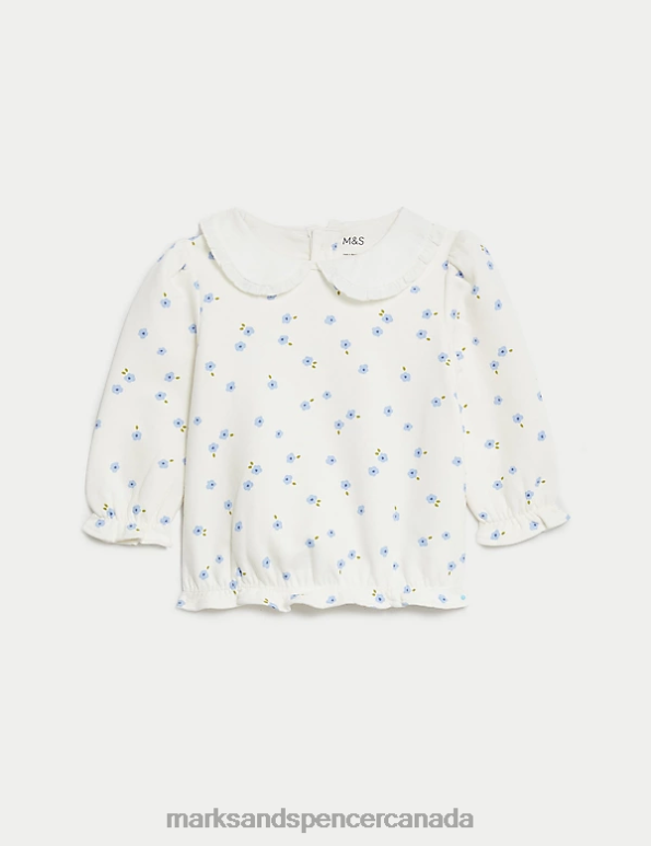 Baby Blue Mix Clothing Marks & Spencer 2pc Cotton Rich Floral Outfit 20VTD7651 - Marks and Spencer online
