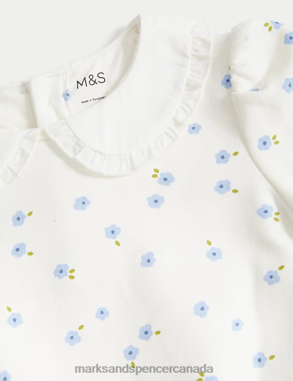 Baby Blue Mix Clothing Marks & Spencer 2pc Cotton Rich Floral Outfit 20VTD7651 - Marks and Spencer online