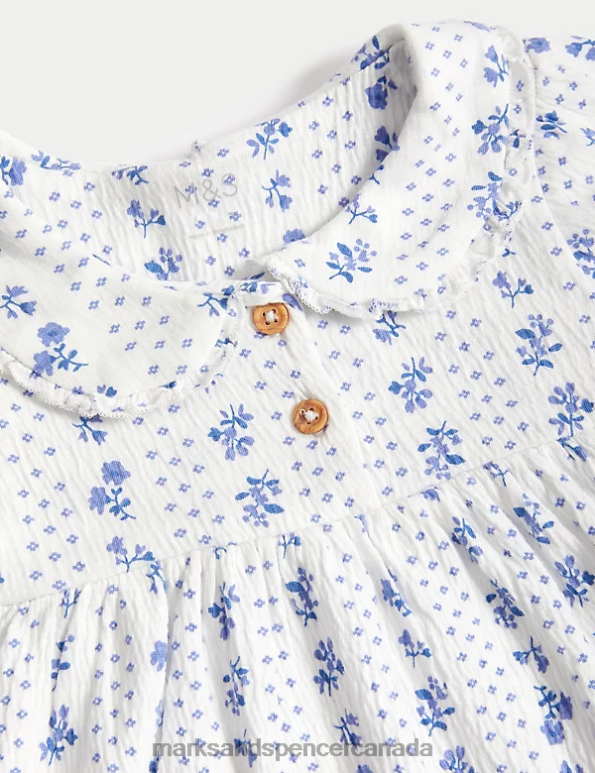 Baby Blue Mix Clothing Marks & Spencer 2pc Cotton Rich Floral Outfit 20VTD7664 - Marks and Spencer online