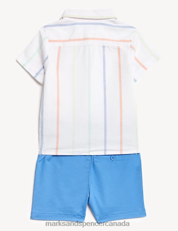Marks and Spencer sale - Baby Blue Mix Clothing Marks & Spencer 2pc Cotton Rich Top & Bottom Outfit 20VTD7497