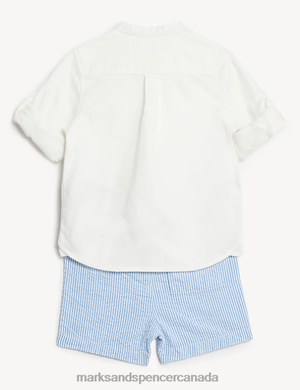 Baby Blue Mix Clothing Marks & Spencer 2pc Pure Cotton Outfit 20VTD7569 - Marks and Spencer outlet