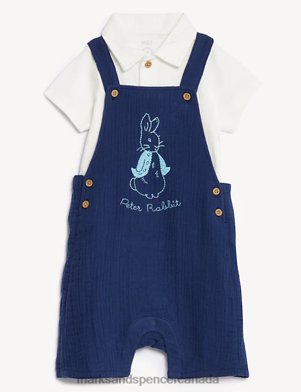 Baby Blue Mix Clothing Marks & Spencer 2pc Pure Cotton Peter Rabbit Outfit 20VTD7398 - Marks and Spencer outlet