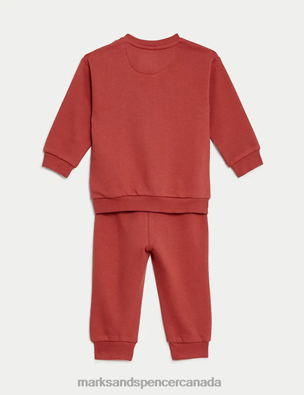 Marks and Spencer near me - Baby Burgundy Clothing Marks & Spencer 2pc Cotton Rich Sweater and Jogger Outfit 20VTD7591