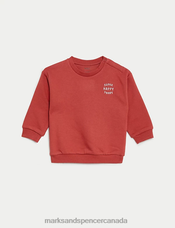 Marks and Spencer near me - Baby Burgundy Clothing Marks & Spencer 2pc Cotton Rich Sweater and Jogger Outfit 20VTD7591