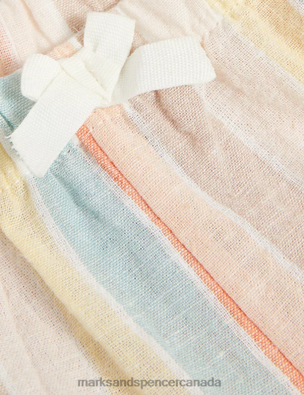 Baby Cream Mix Clothing Marks & Spencer 2pc Cotton Rich Floral Striped Outfit 20VTD7695 - Marks and Spencer online