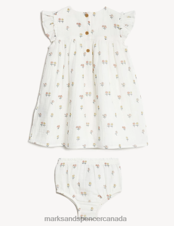 Marks and Spencer Canada - Baby Cream Mix Clothing Marks & Spencer 2pc Pure Cotton Floral Outfit 20VTD7730