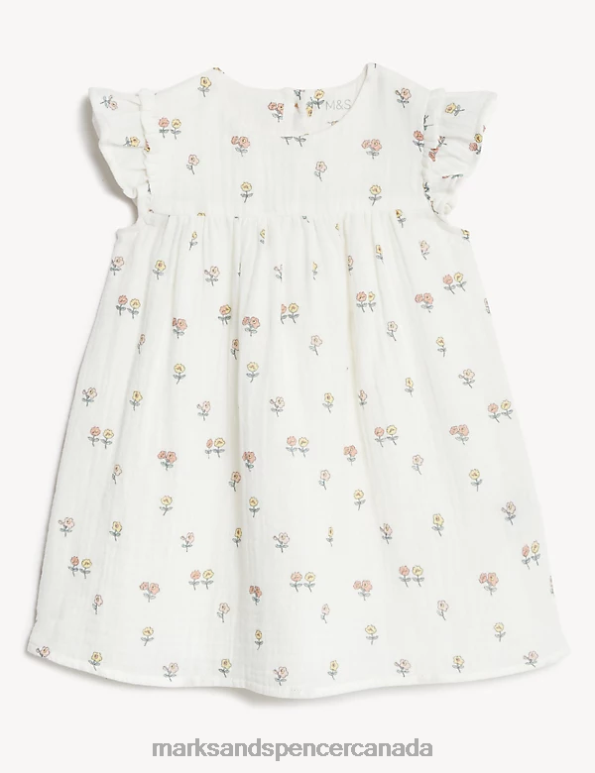Marks and Spencer Canada - Baby Cream Mix Clothing Marks & Spencer 2pc Pure Cotton Floral Outfit 20VTD7730