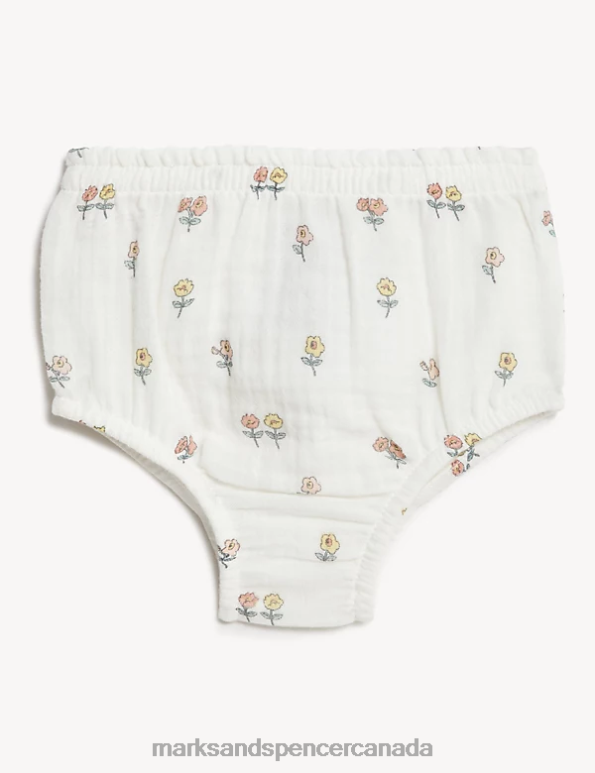 Marks and Spencer Canada - Baby Cream Mix Clothing Marks & Spencer 2pc Pure Cotton Floral Outfit 20VTD7730