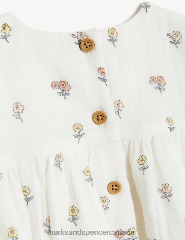 Marks and Spencer Canada - Baby Cream Mix Clothing Marks & Spencer 2pc Pure Cotton Floral Outfit 20VTD7730