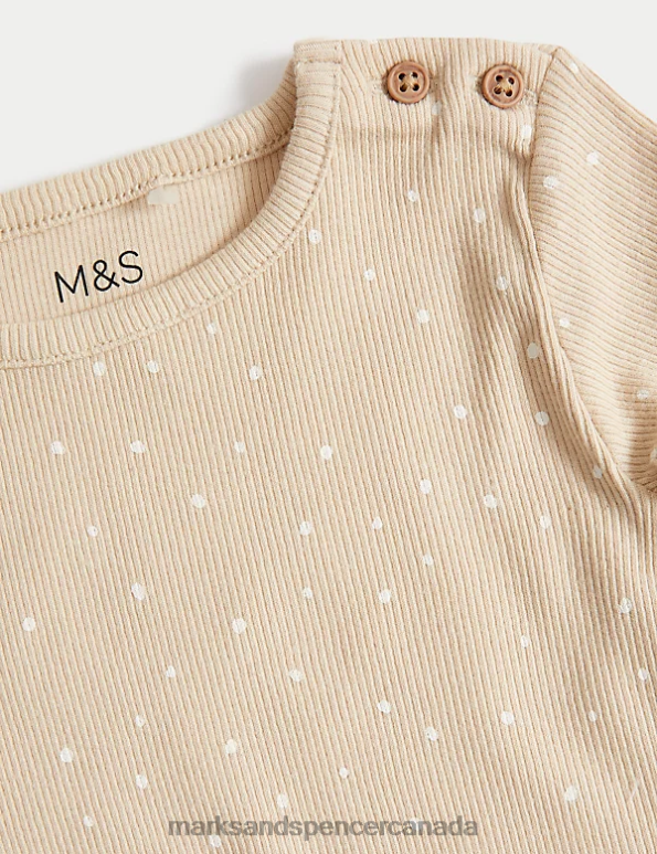 Marks and Spencer sale - Baby Dark Almond Clothing Marks & Spencer 2pc Cotton Rich Spot Outfit 20VTD7335