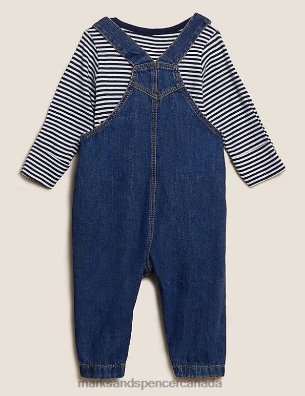 Marks and Spencer sale - Baby Denim Clothing Marks & Spencer 2pc Pure Cotton Dungaree Outfit 20VTD7593