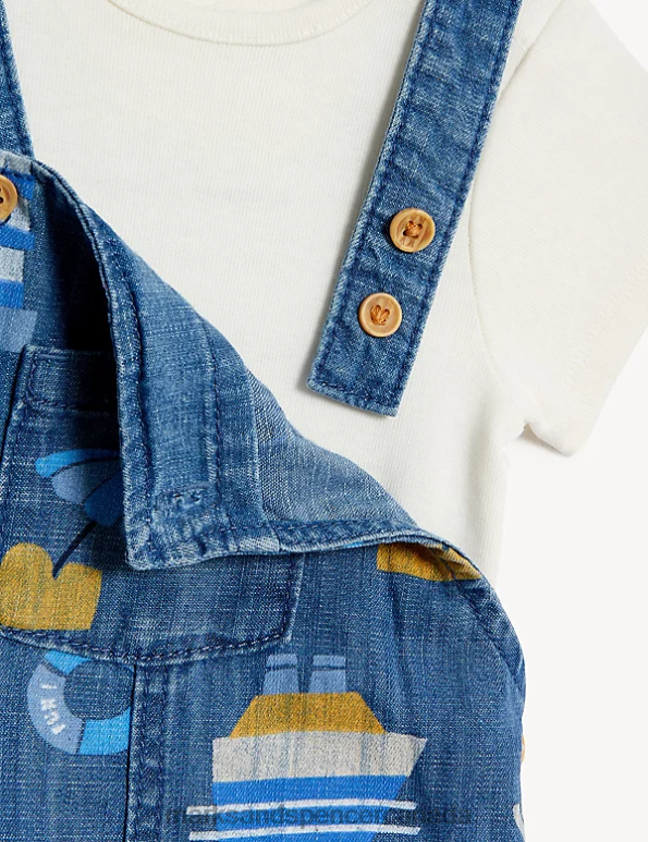 Marks and Spencer Canada - Baby Denim Mix Clothing Marks & Spencer 2pc Pure Cotton Printed Outfit 20VTD7330