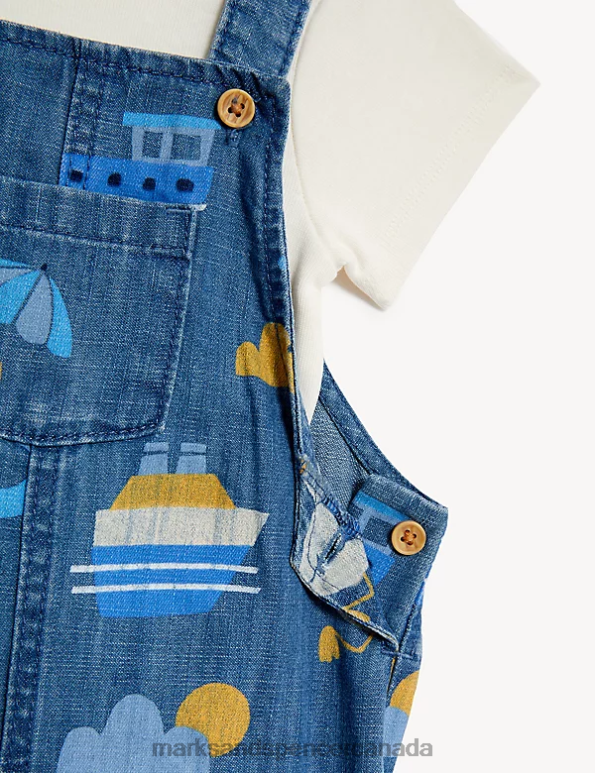 Marks and Spencer Canada - Baby Denim Mix Clothing Marks & Spencer 2pc Pure Cotton Printed Outfit 20VTD7330