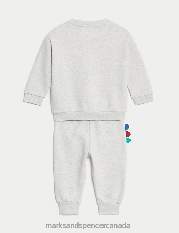 Baby Grey Marl Clothing Marks & Spencer 2pc Cotton Rich Dinosaur Outfit 20VTD7274 - Marks and Spencer online