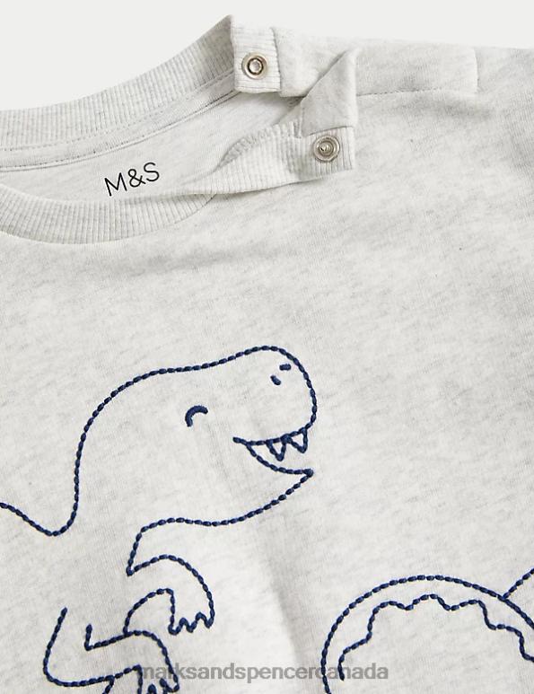 Baby Grey Marl Clothing Marks & Spencer 2pc Cotton Rich Dinosaur Outfit 20VTD7274 - Marks and Spencer online