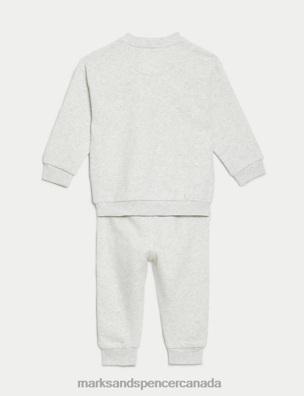 Baby Grey Marl Clothing Marks & Spencer 2pc Cotton Rich Sweater and Jogger Outfit 20VTD7589 - Marks and Spencer outlet