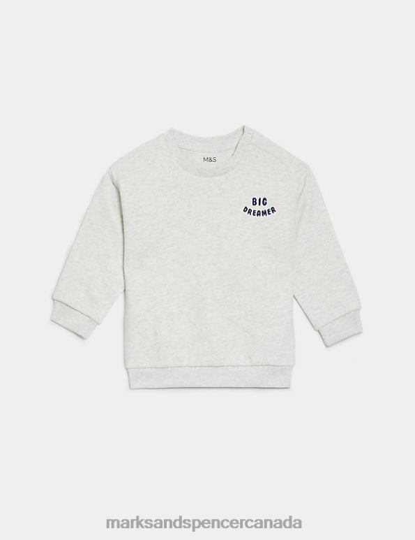 Baby Grey Marl Clothing Marks & Spencer 2pc Cotton Rich Sweater and Jogger Outfit 20VTD7589 - Marks and Spencer outlet