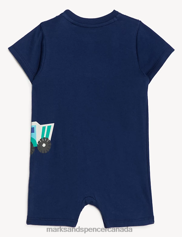 Marks and Spencer Canada - Baby Indigo Clothing Marks & Spencer Pure Cotton Transport Romper 20VTD7575
