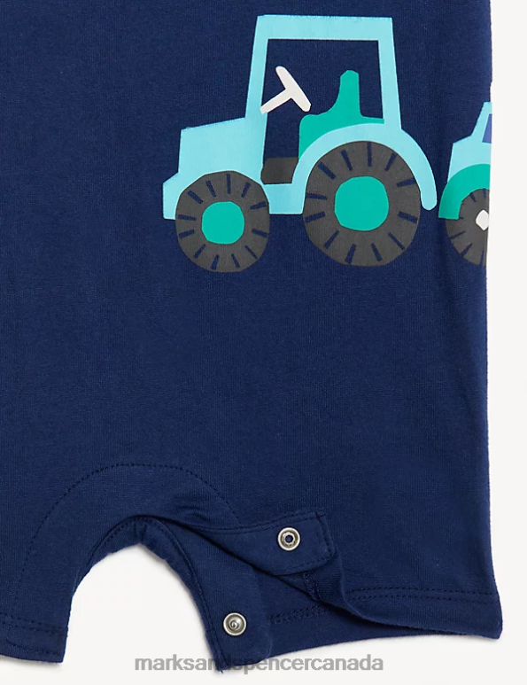 Marks and Spencer Canada - Baby Indigo Clothing Marks & Spencer Pure Cotton Transport Romper 20VTD7575