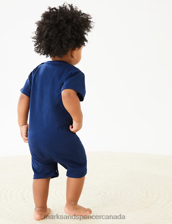 Marks and Spencer Canada - Baby Indigo Clothing Marks & Spencer Pure Cotton Transport Romper 20VTD7575