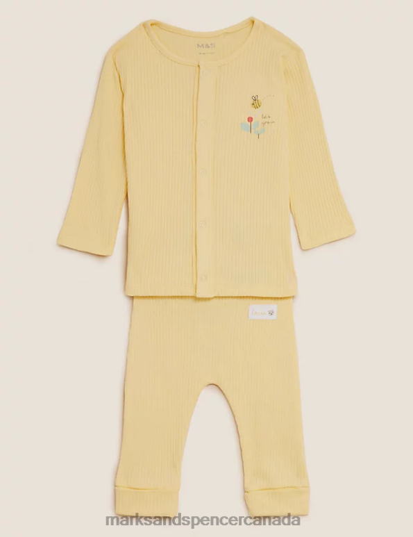 Marks and Spencer sale - Baby Ivory Mix Clothing Marks & Spencer 2pc Pure Cotton Embroidered Outfit 20VTD7407