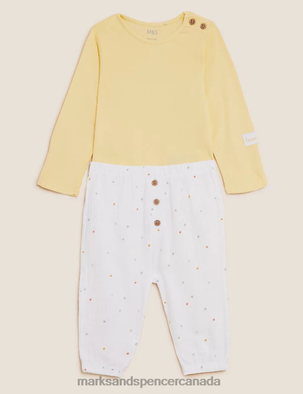Marks and Spencer near me - Baby Ivory Mix Clothing Marks & Spencer 2pc Pure Cotton Star Outfit 20VTD7428