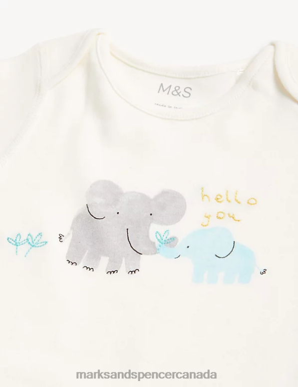 Marks and Spencer sale - Baby Ivory Mix Clothing Marks & Spencer 3pc Pure Cotton Animal Print Outfit 20VTD7557