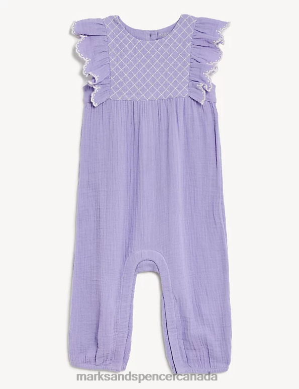 Marks and Spencer sale - Baby Lilac Clothing Marks & Spencer Pure Cotton Frill Romper 20VTD7740