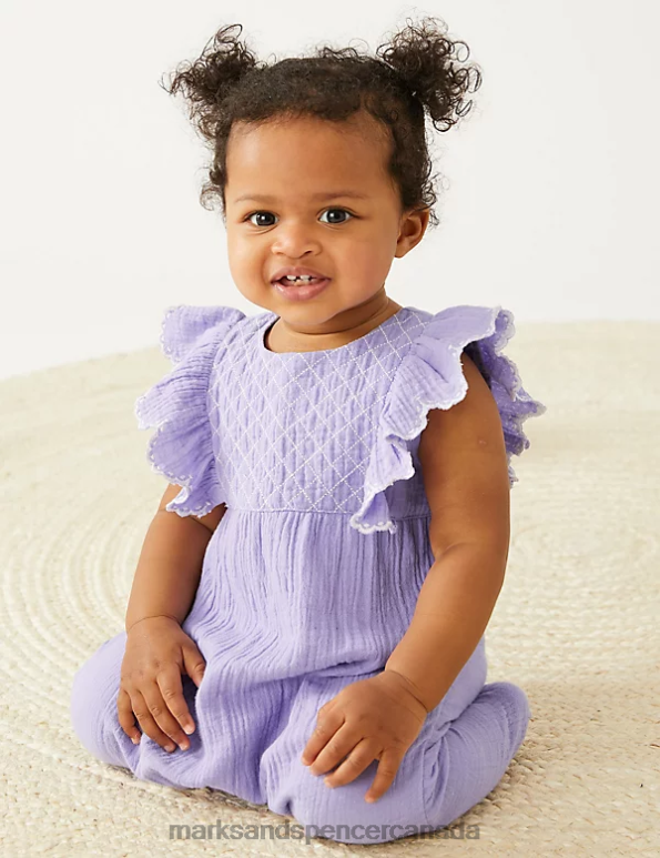 Marks and Spencer sale - Baby Lilac Clothing Marks & Spencer Pure Cotton Frill Romper 20VTD7740