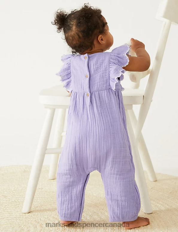 Marks and Spencer sale - Baby Lilac Clothing Marks & Spencer Pure Cotton Frill Romper 20VTD7740
