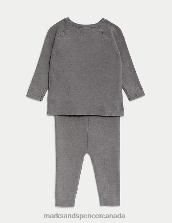 Baby Mid Grey Clothing Marks & Spencer 2pc Bear Face Knitted Outfit 20VTD7419 - Marks and Spencer Canada locations