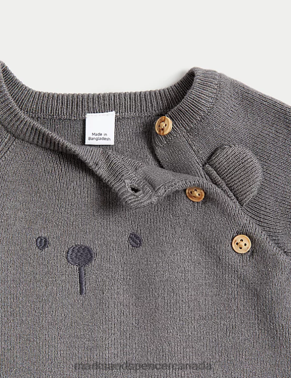 Baby Mid Grey Clothing Marks & Spencer 2pc Bear Face Knitted Outfit 20VTD7419 - Marks and Spencer Canada locations