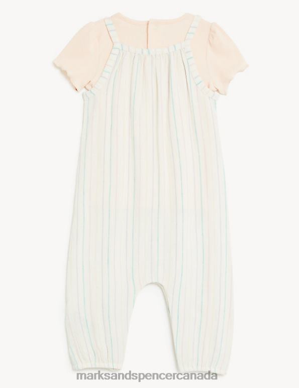 Baby Multi Clothing Marks & Spencer 2pc Cotton Rich Striped Romper Outfit 20VTD7666 - Marks and Spencer Canada locations