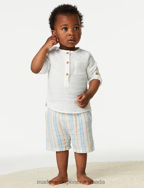 Baby Multi Clothing Marks & Spencer 2pc Cotton Rich Top & Bottom Outfit 20VTD7564 - Marks and Spencer Canada locations