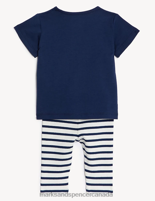 Marks and Spencer sale - Baby Navy Mix Clothing Marks & Spencer Cotton Navy T-Shirt Outfit 20VTD7299