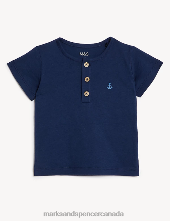 Marks and Spencer sale - Baby Navy Mix Clothing Marks & Spencer Cotton Navy T-Shirt Outfit 20VTD7299