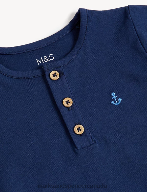 Marks and Spencer sale - Baby Navy Mix Clothing Marks & Spencer Cotton Navy T-Shirt Outfit 20VTD7299