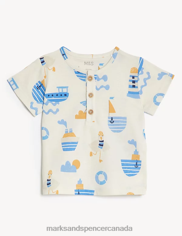 Marks and Spencer Canada - Baby Navy Mix Clothing Marks & Spencer Cotton Seagull Print Outfit 20VTD7444