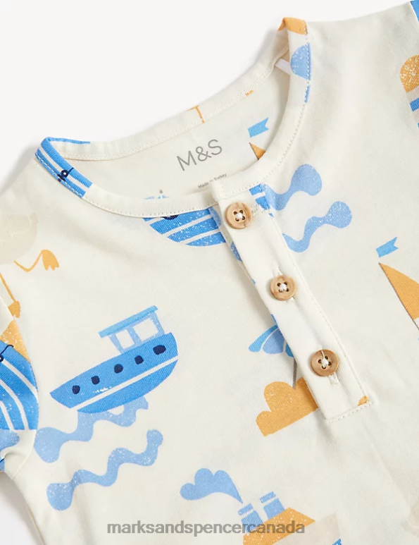 Marks and Spencer Canada - Baby Navy Mix Clothing Marks & Spencer Cotton Seagull Print Outfit 20VTD7444