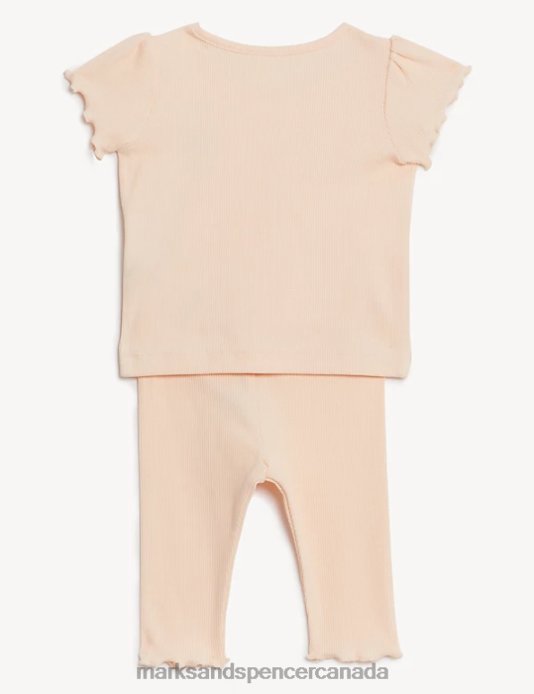 Marks and Spencer Canada - Baby Peach Mix Clothing Marks & Spencer Cotton Rich Outfit 20VTD7709