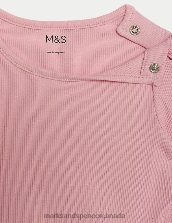 Baby Pink Clothing Marks & Spencer 2pc Cotton Rich Ribbed Top & Bottom Outfit 20VTD7863 - Marks and Spencer Canada locations