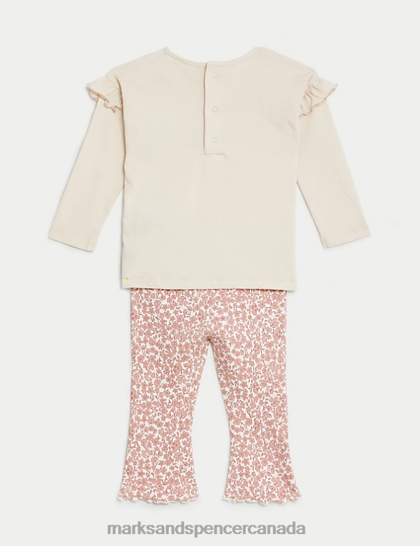 Marks and Spencer Canada - Baby Pink Mix Clothing Marks & Spencer 2pc Cotton Rich Floral Outfit 20VTD7658