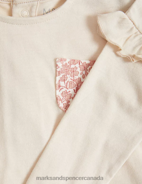 Marks and Spencer Canada - Baby Pink Mix Clothing Marks & Spencer 2pc Cotton Rich Floral Outfit 20VTD7658